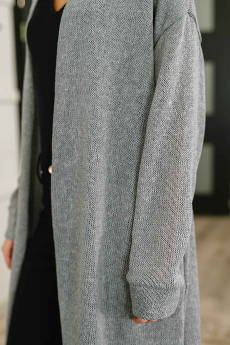 Travel Hideaway Open Front Cardigan in Soft Grey