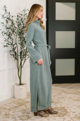 Travel Plush Knit Dress in Soft Teal