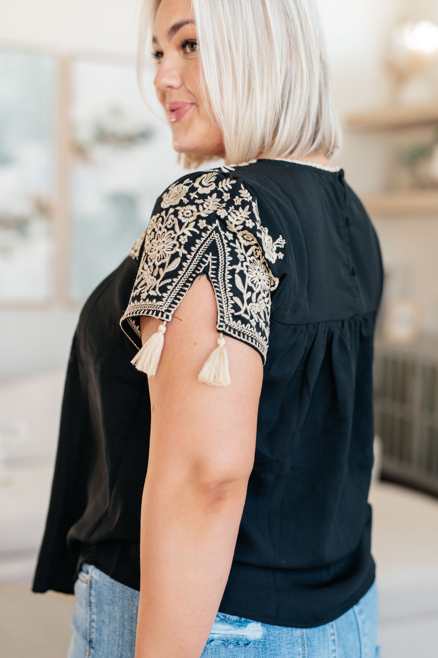 Inténtalo de nuevo Top bordado