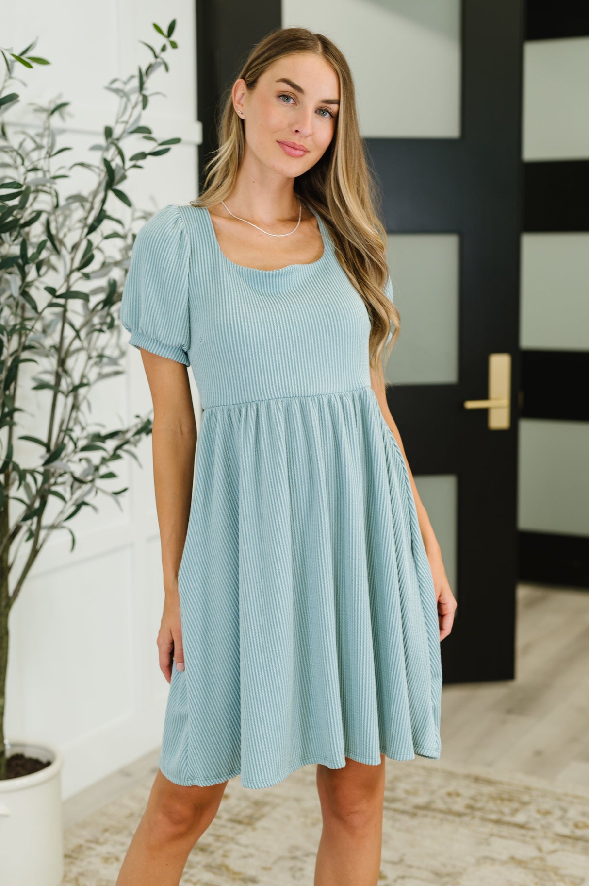 Vestido de punto acanalado Twirlin' Dirty Cable en verde salvia