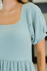 Vestido de punto acanalado Twirlin' Dirty Cable en verde salvia