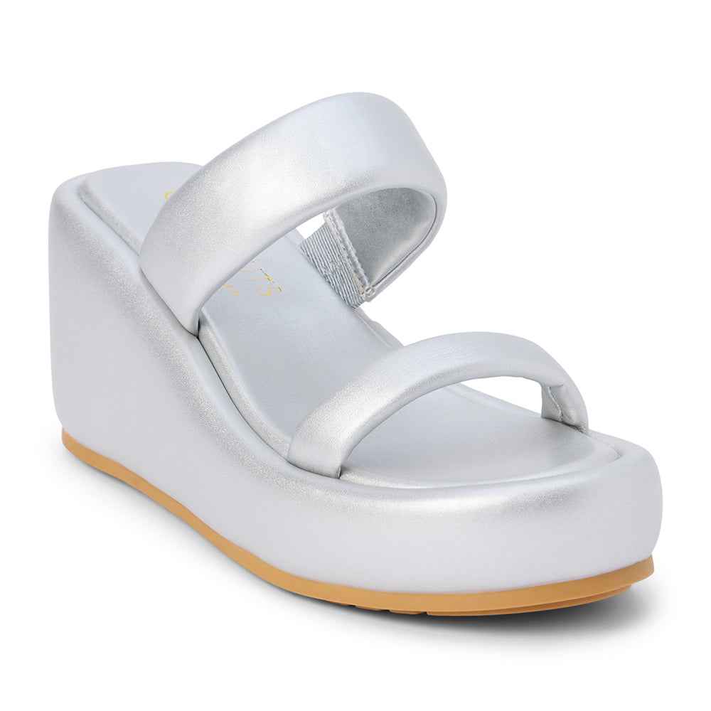 Unique Wedge Sandal in Silver