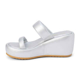 Unique Wedge Sandal in Silver