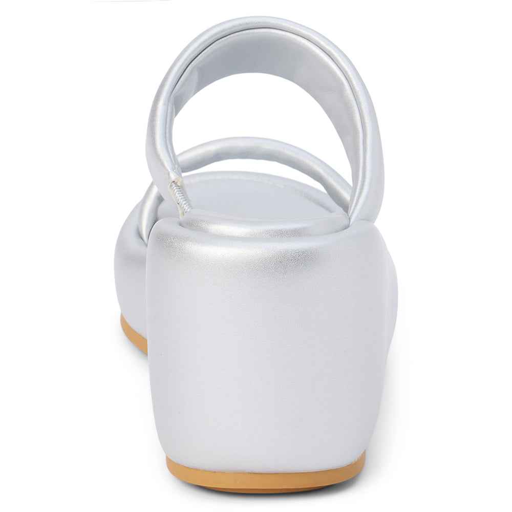 Unique Wedge Sandal in Silver