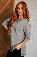 Unbothered Mineral Wash Top in Grey - Liarian Unlimited Boutique
