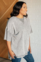 Unbothered Mineral Wash Top in Grey - Liarian Unlimited Boutique
