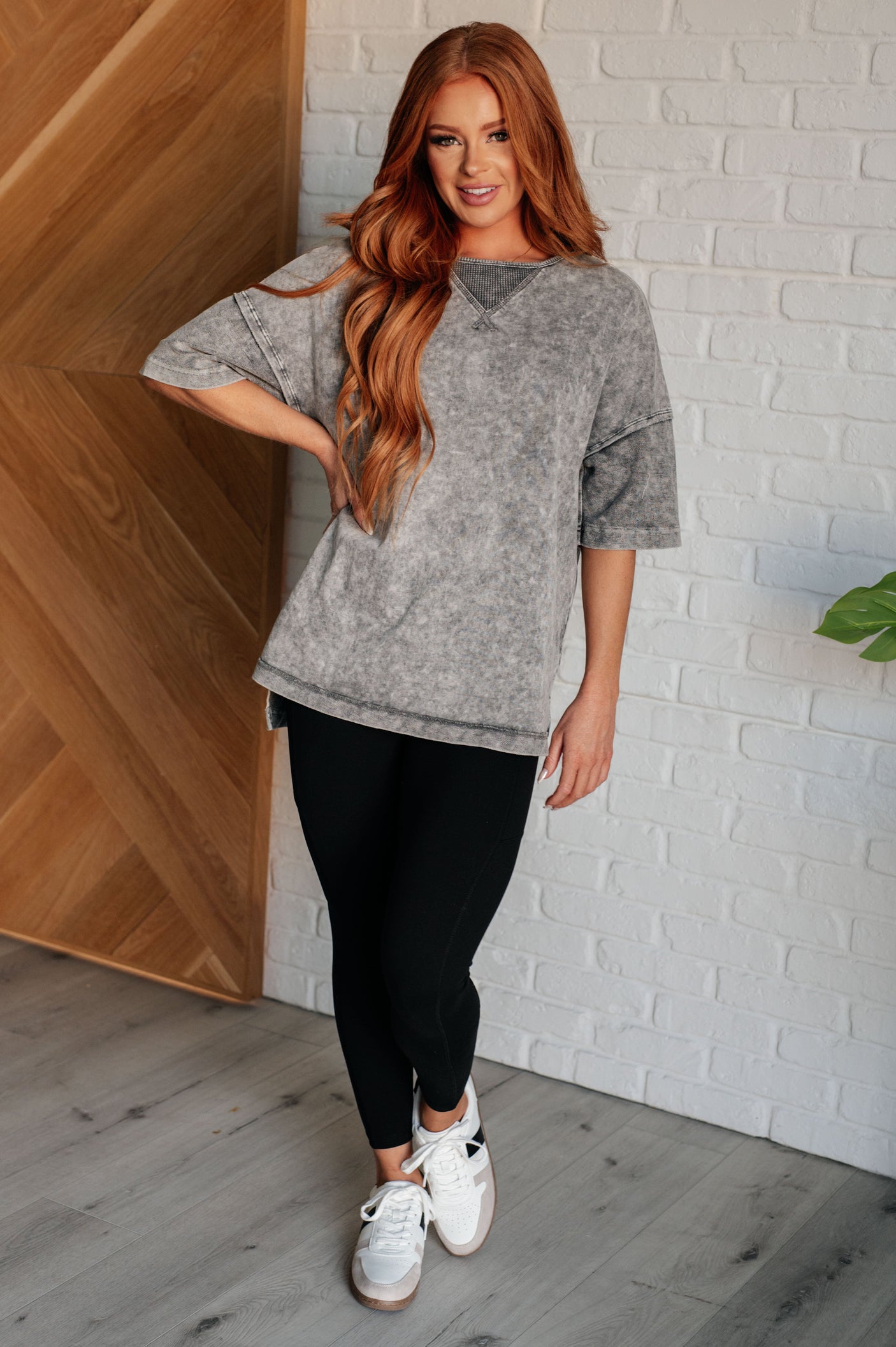 Unbothered Mineral Wash Top in Grey - Liarian Unlimited Boutique