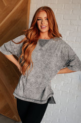 Unbothered Mineral Wash Top in Grey - Liarian Unlimited Boutique