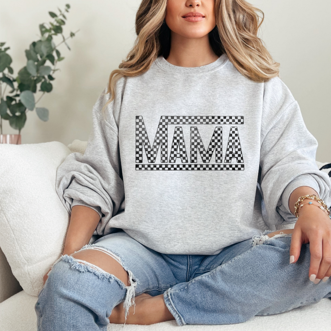 Sudadera con gráfico de mamá a cuadros