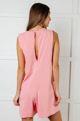 Up and Running Mineral Wash Romper in Coral Pink - Liarian Unlimited Boutique