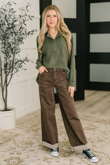 Urban Flux Scooped Hi-Low Long Pullover in Olive