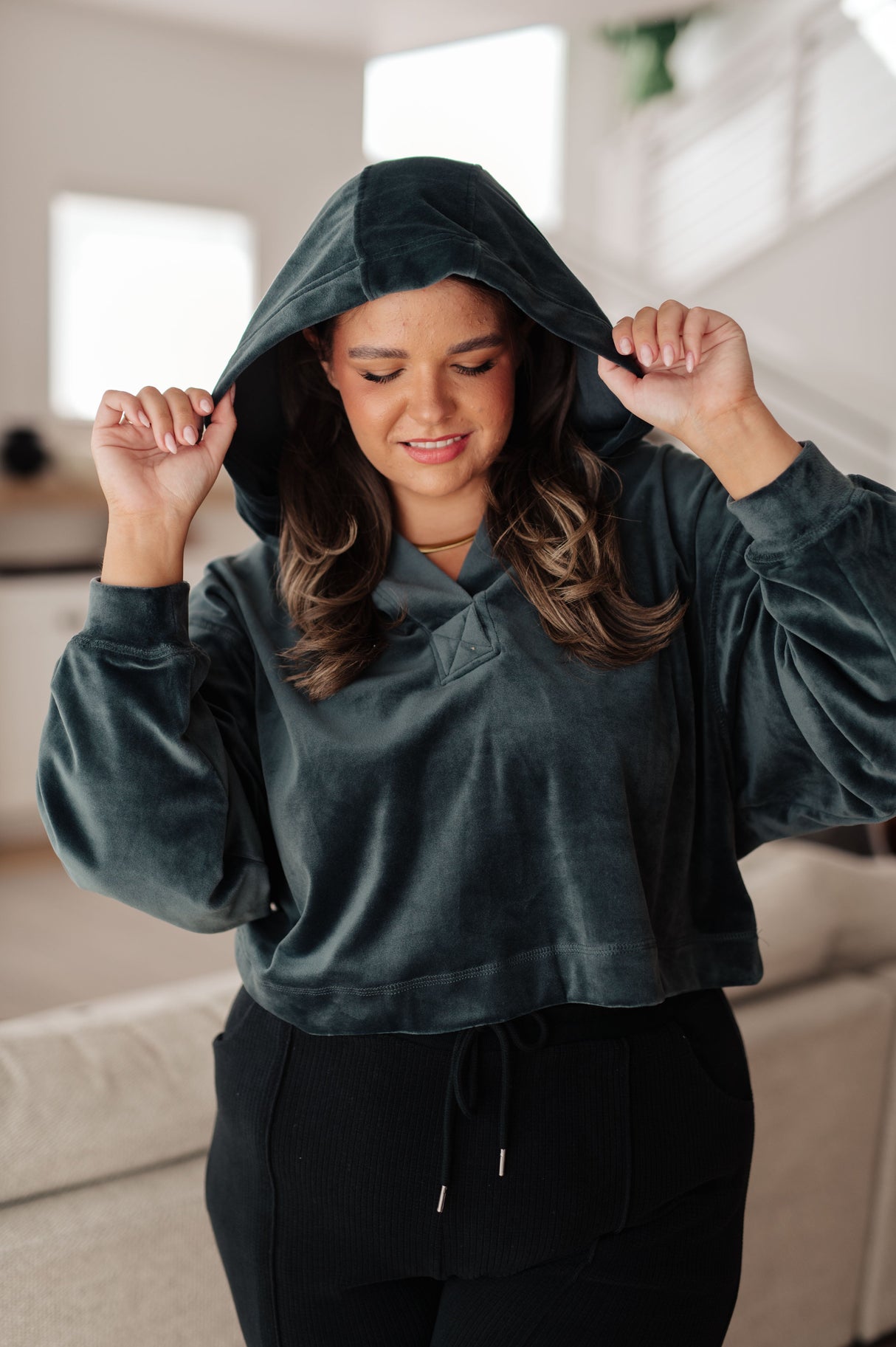 Sudadera con capucha Velvet Icon en gris azulado 