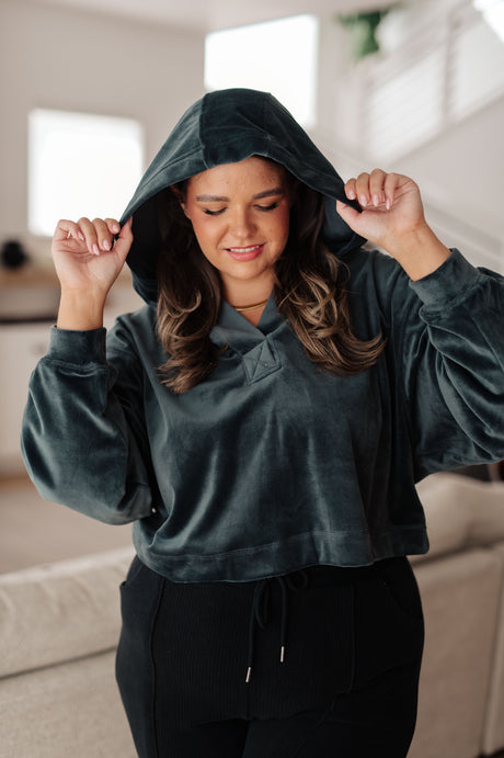 Sudadera con capucha Velvet Icon en gris azulado 