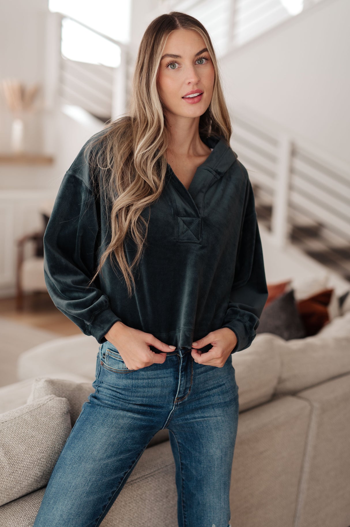 Sudadera con capucha Velvet Icon en gris azulado 