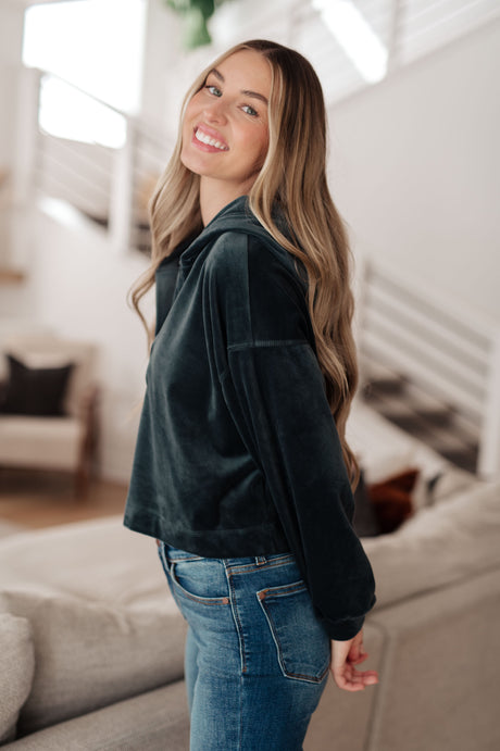 Sudadera con capucha Velvet Icon en gris azulado 