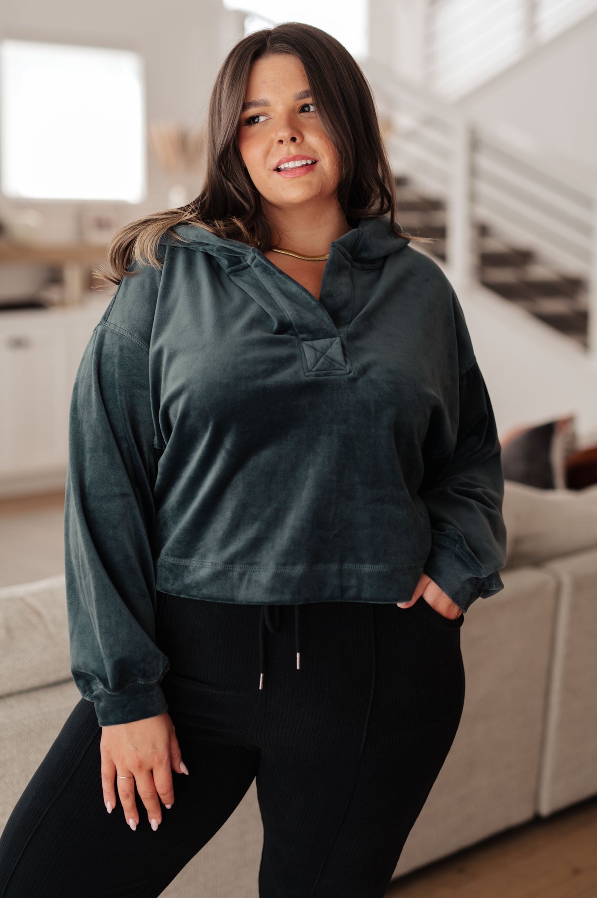 Sudadera con capucha Velvet Icon en gris azulado 