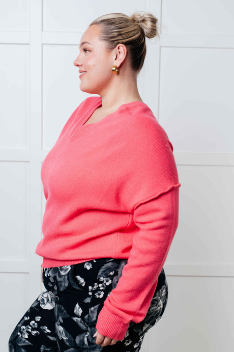 Very Understandable V-Neck Sweater in Pink