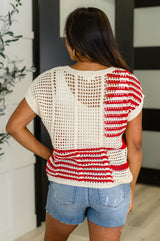 Vibes Don't Lie Net Tee Red Striped