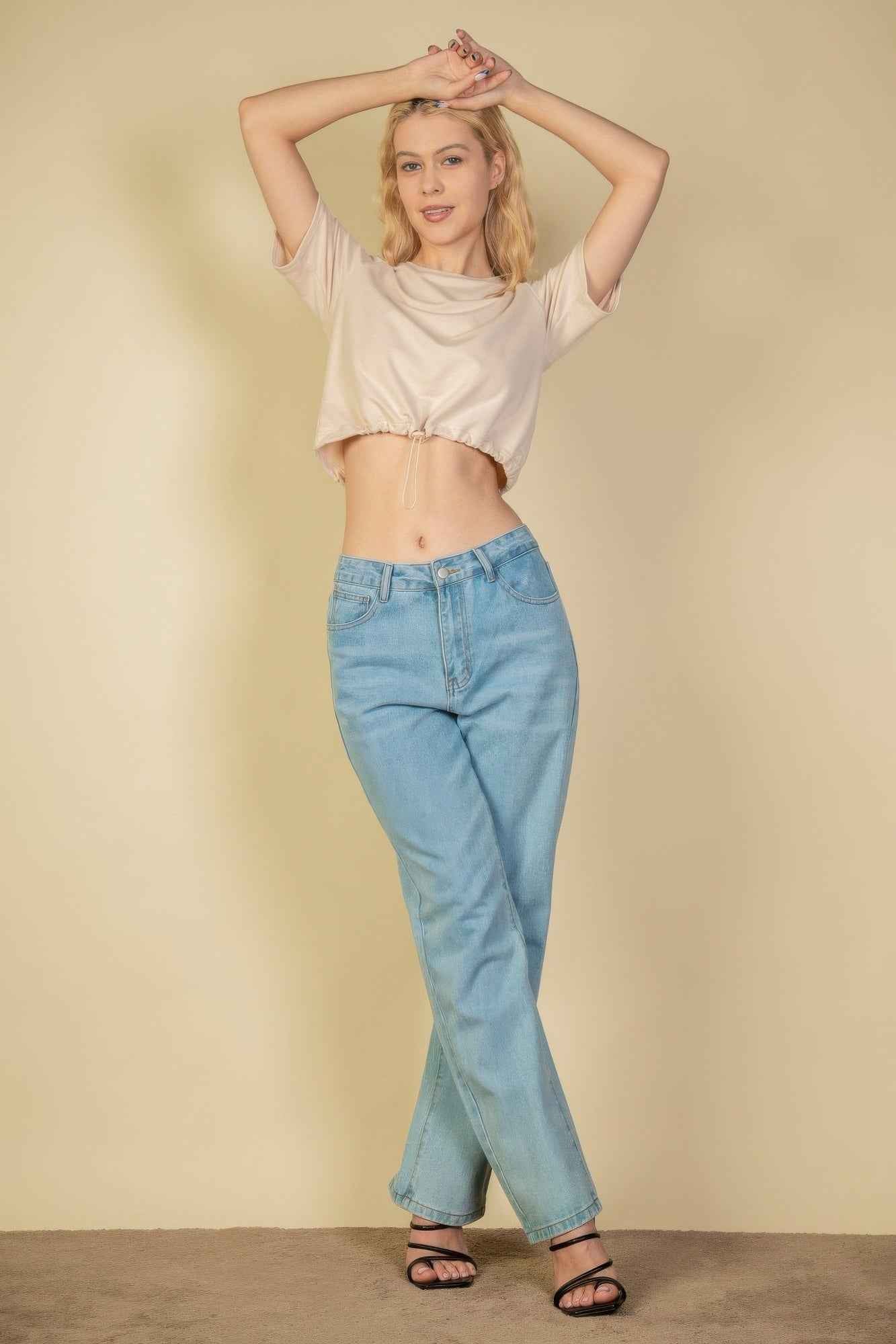 French Terry Toggle Drawstring Crop Top