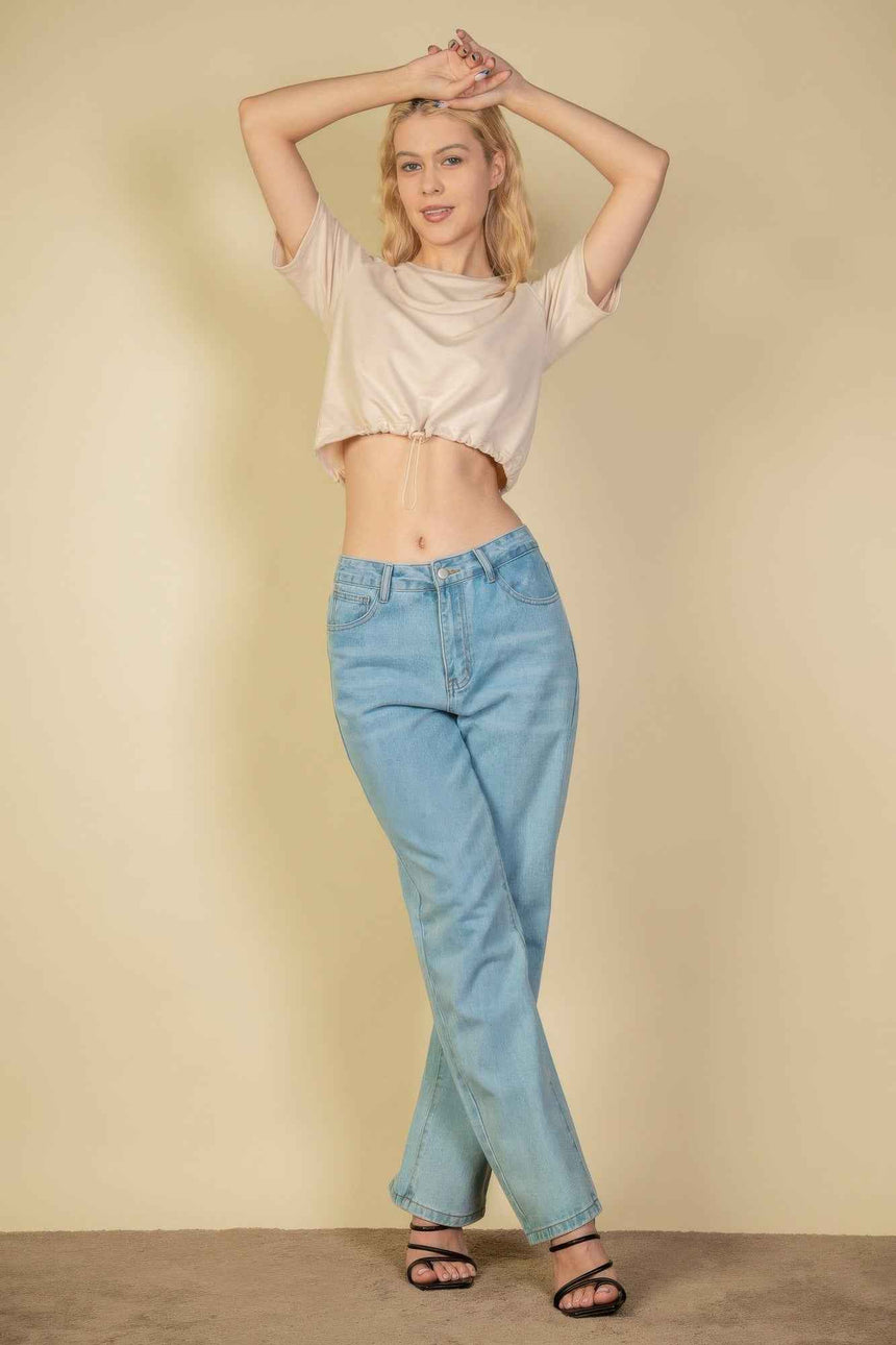 French Terry Toggle Drawstring Crop Top