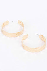 Gold Plated Wide Metal Hoop Earring