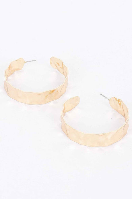 Gold Plated Wide Metal Hoop Earring