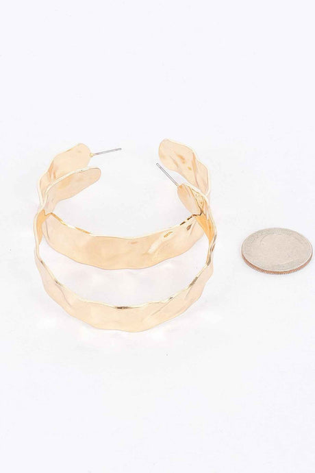 Gold Plated Wide Metal Hoop Earring