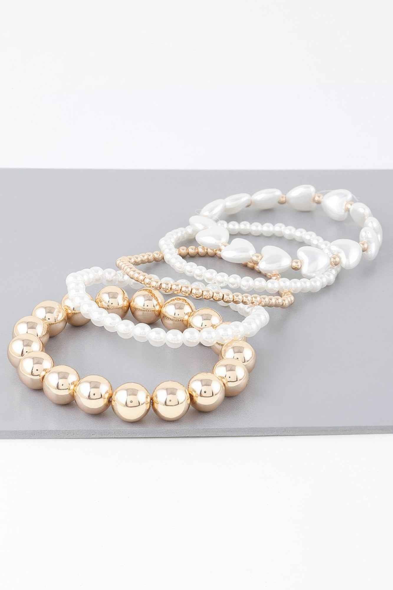 Multi Heart Stone Beaded Bracelet