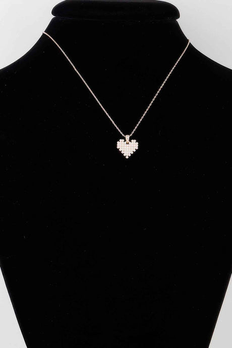 Block Pearl Heart Necklace
