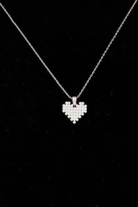 Block Pearl Heart Necklace