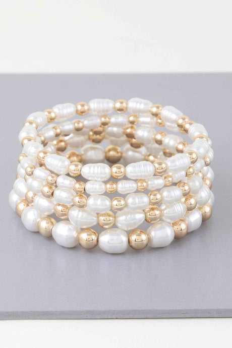 Ribbed Pearl Beaded Bracelet