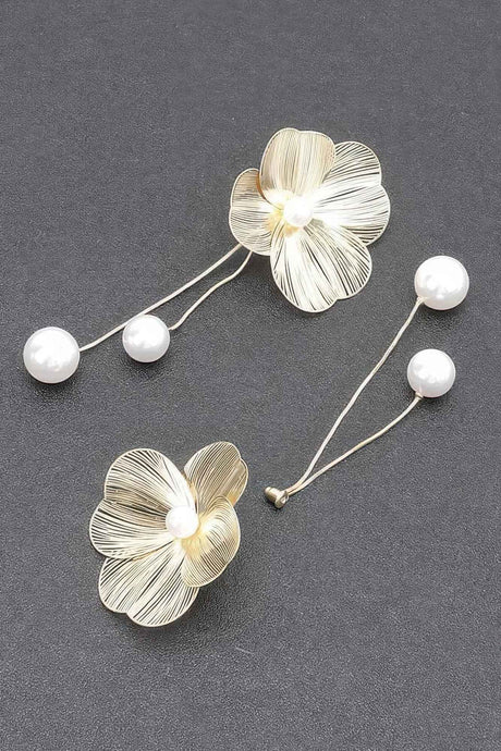 Faux Pearl Gold Plated Metal Earring