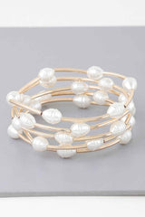 Multi Pearl Shell Tube Bracelet
