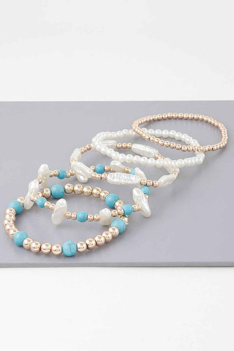 Multi Stone N Pearl Beaded Bracelet