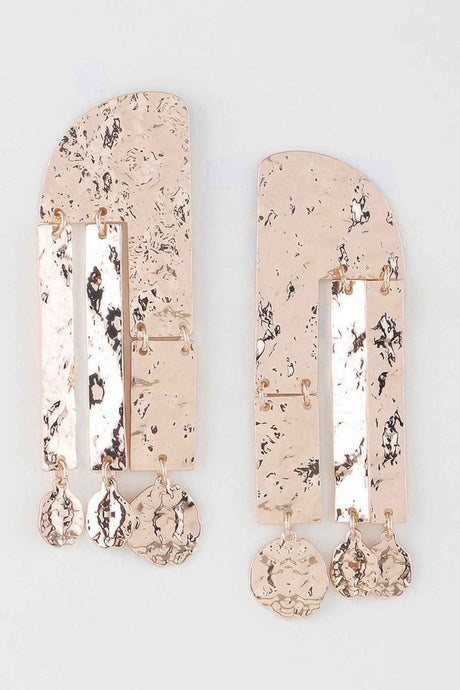 Shiny Hammered Drop Earrings