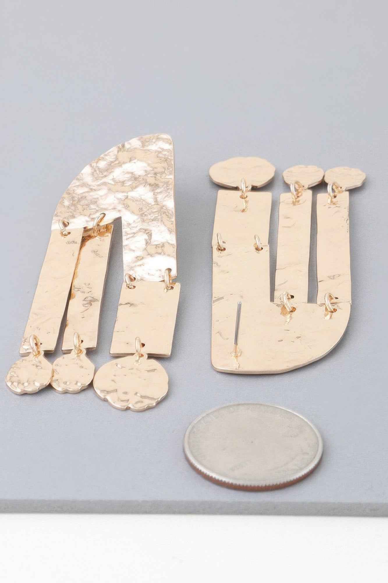 Shiny Hammered Drop Earrings