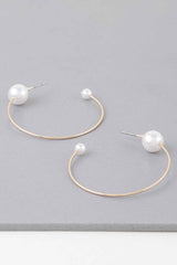 Shiny Delicate Pearl Hoop Earrings