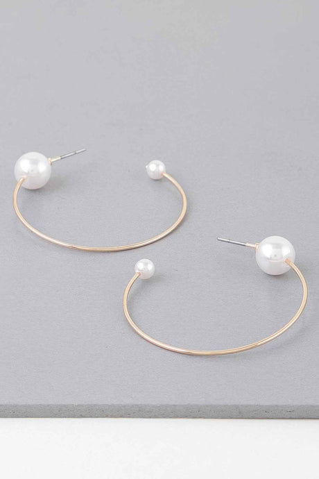 Shiny Delicate Pearl Hoop Earrings