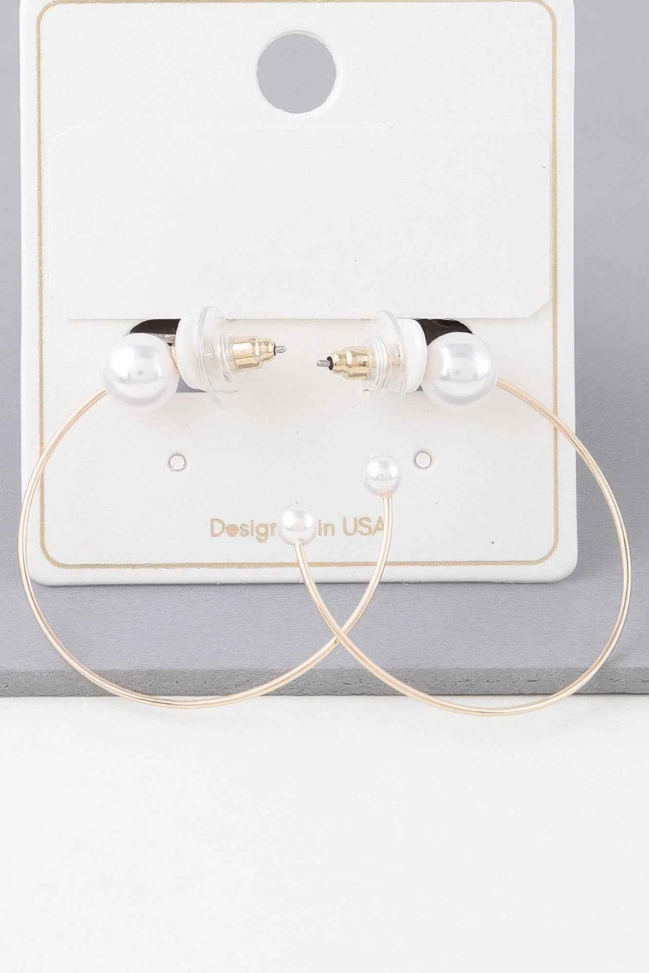 Shiny Delicate Pearl Hoop Earrings