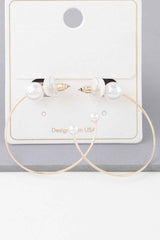 Shiny Delicate Pearl Hoop Earrings