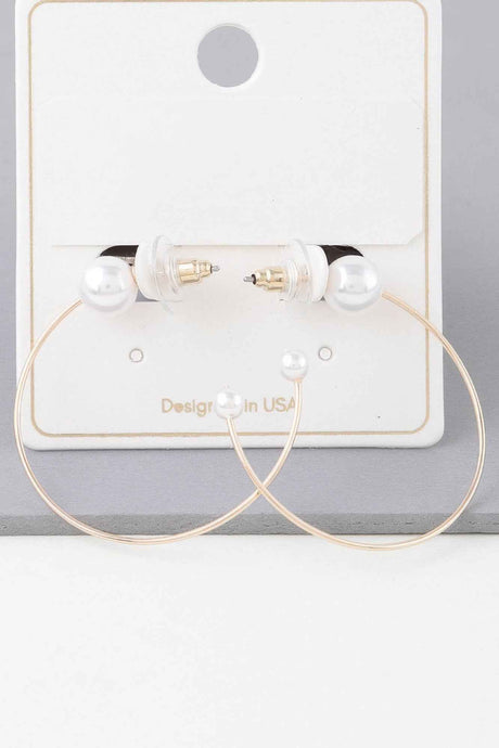 Shiny Delicate Pearl Hoop Earrings