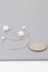 Shiny Delicate Pearl Hoop Earrings