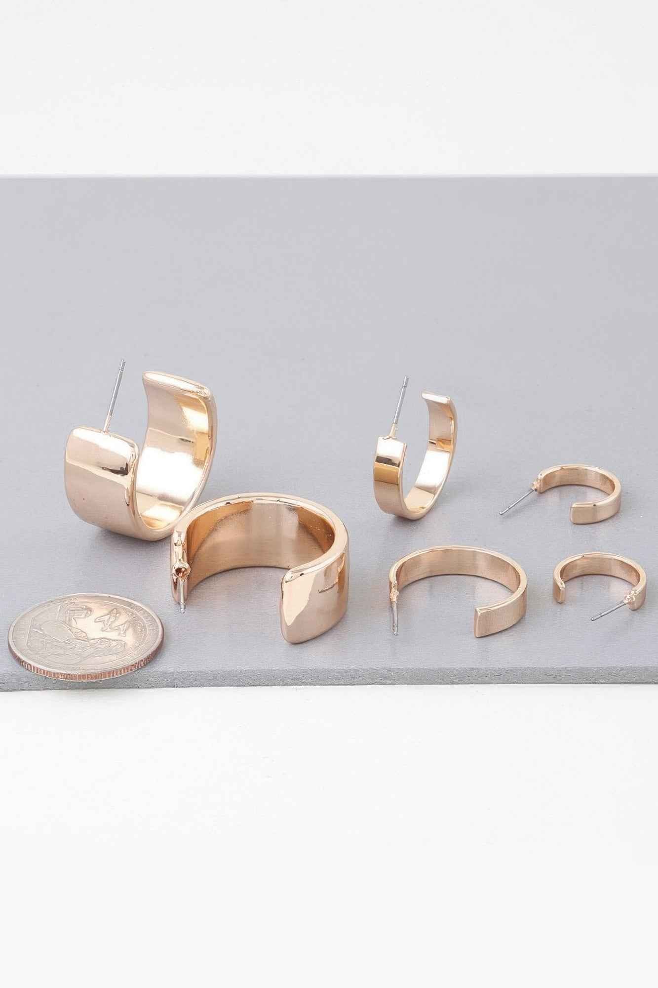 Multi Shiny Modern Hoop Earrings Set