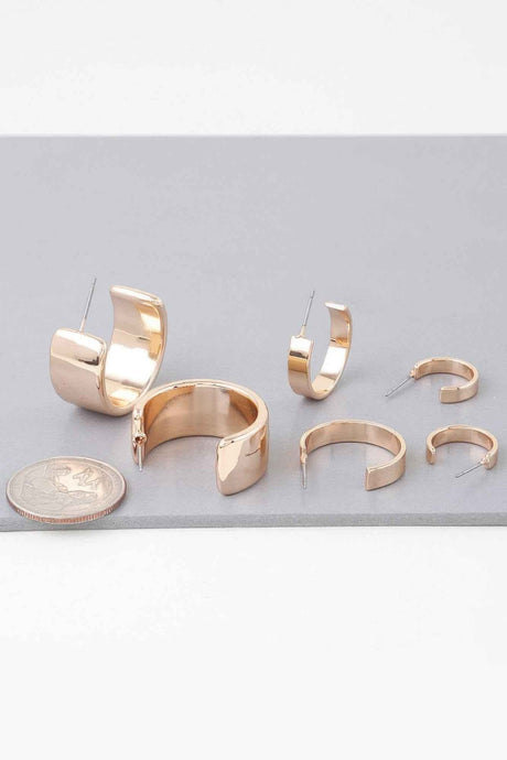 Multi Shiny Modern Hoop Earrings Set