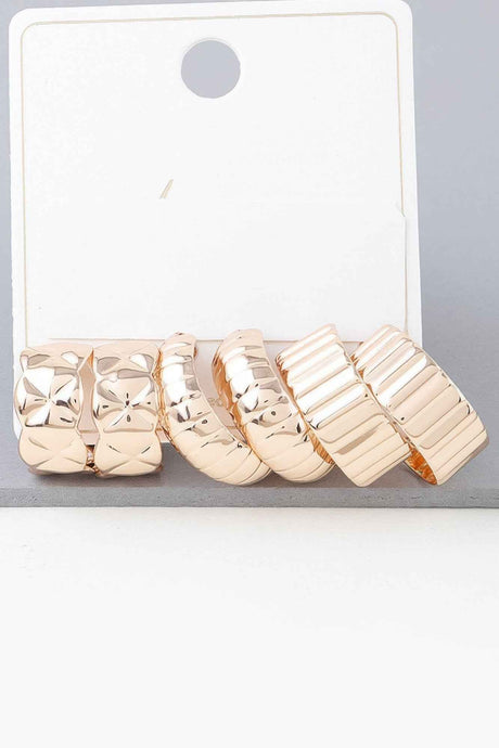 Multi Quilted Hoop Earrings Set