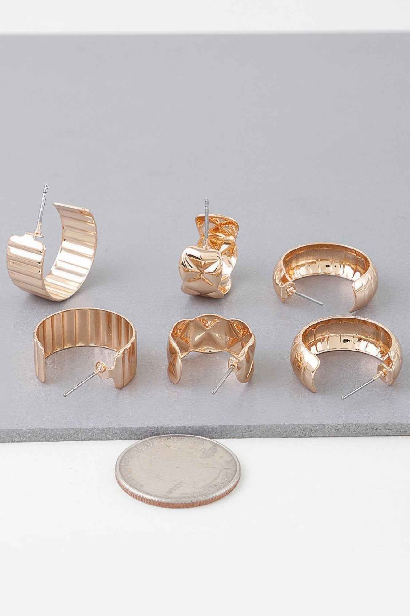 Multi Quilted Hoop Earrings Set