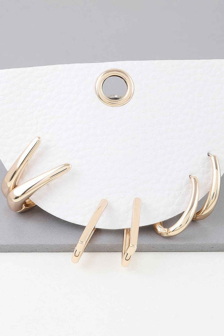 Multi Shiny Modern Hoop Earrings Set