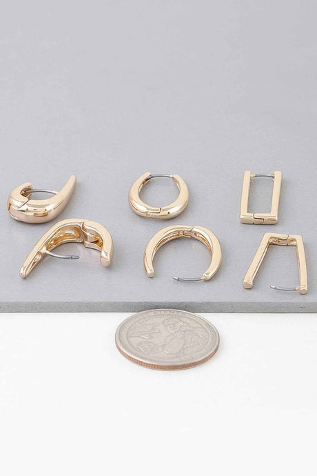 Multi Shiny Modern Hoop Earrings Set