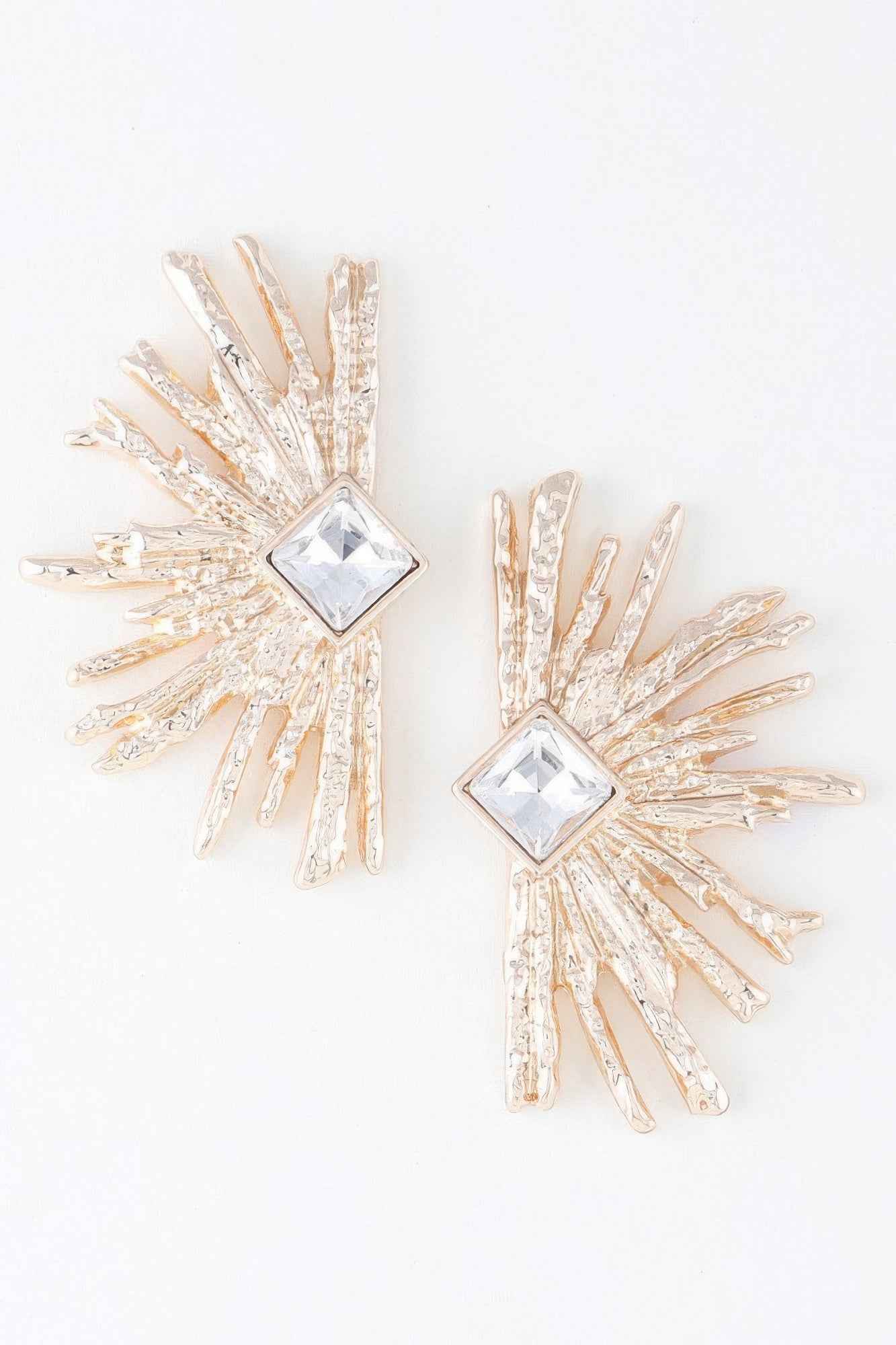 Diamond Rhinestone Flare Earrings