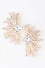 Diamond Rhinestone Flare Earrings